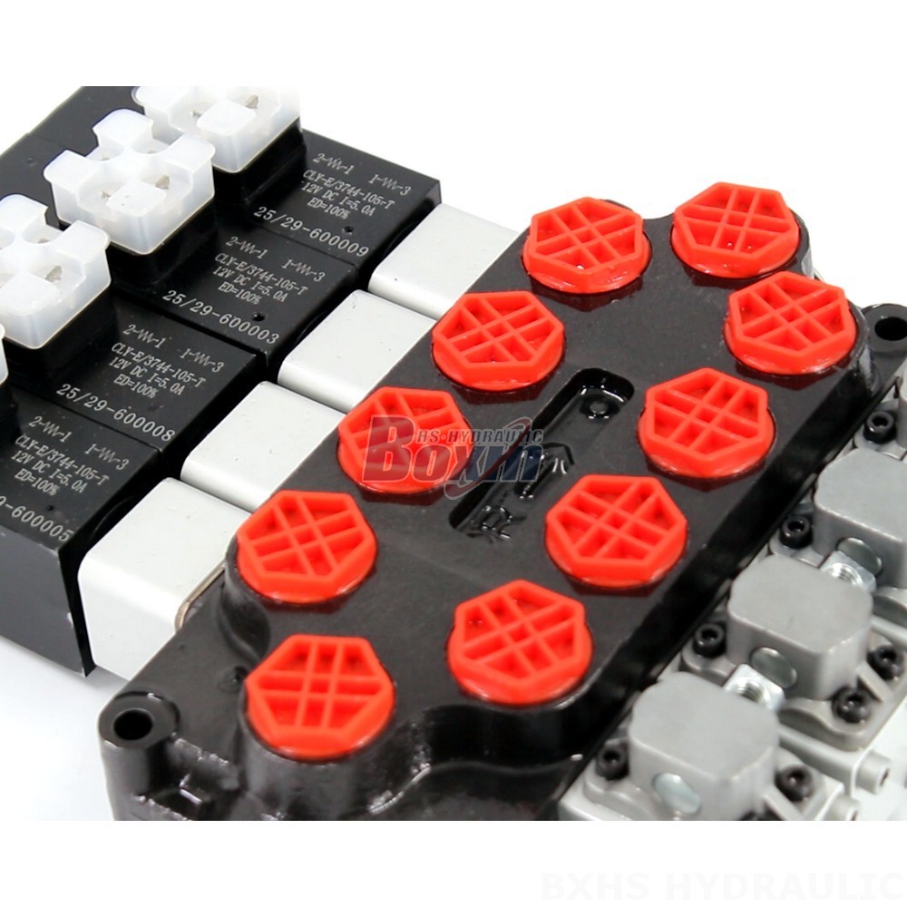 Q45 4 Spool Monoblock Valve: Solenoid & Manual Operated Hydraulic Flow Control detail image